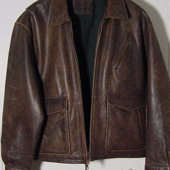 Vtg Brown Leather St. John's Bay Bomber Jacket Sz XL Buckle Back - Picture 10 of 15
